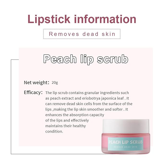 4 In 1 Peach Lip Care Kit With Lip Exfoliator Scrub And Moisturizer, Peach Scrub Bubble, Hydrating Lip Mask, Lip Scrubs Gentle Exfoliating, Instant Moisturizing, Lip Balm Hydrating For Very Dry Lips-Velvo Beauty