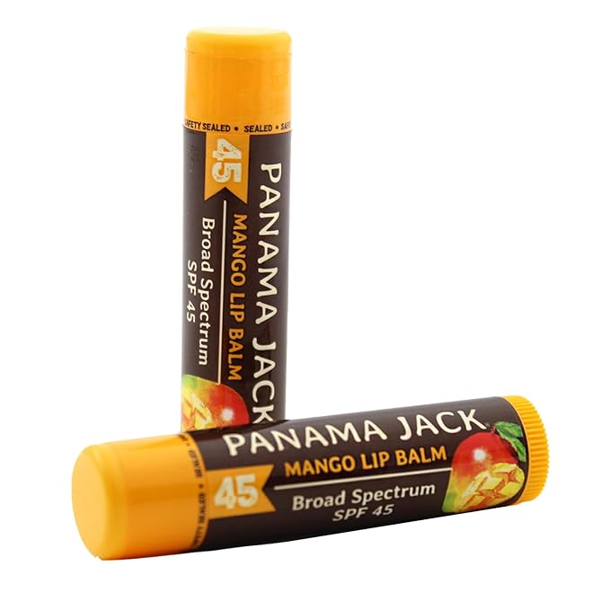 Panama Jack Sunscreen Lip Balm - SPF 45, Broad Spectrum UVA-UVB Sunscreen Protection, Prevents & Soothes Dry, Chapped Lips, Mango, 2-pack-Velvo Beauty
