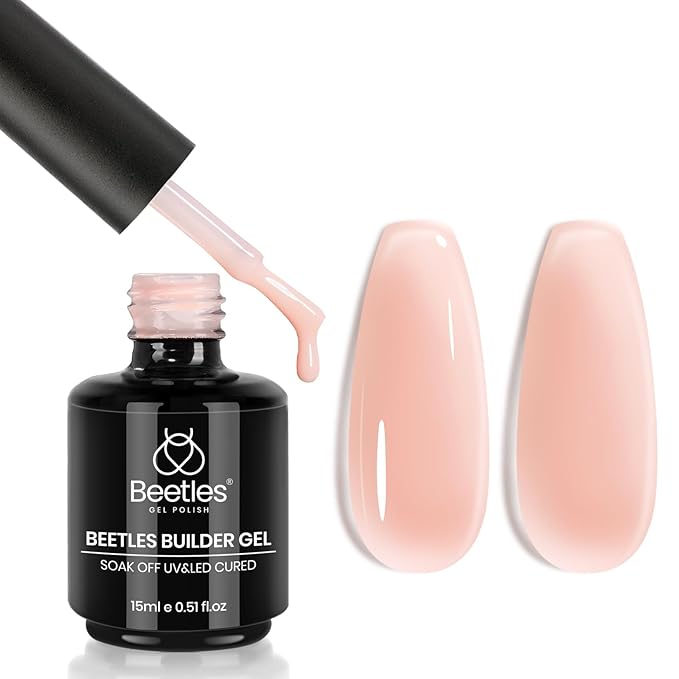 Beetles Builder Gel for Nails,0.51 OZ 7 in 1 Nude Jelly Builder Nail Gel Color for Building Apex & Nail Extension Strengthen Thin Nails Salon DIY Manicure Nail Art for Women-Velvo Beauty