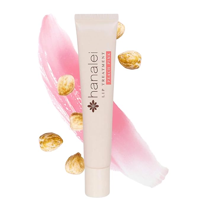 Hanalei Lip Treatment for Dry, Chapped Lips – Intensive Overnight Moisturizer with Kukui Oil, Shea Butter & Grapeseed Oil – Hydrating Balm for Healing Cracks – Peach Pink Tint, 15g – Cruelty-Free-Velvo Beauty