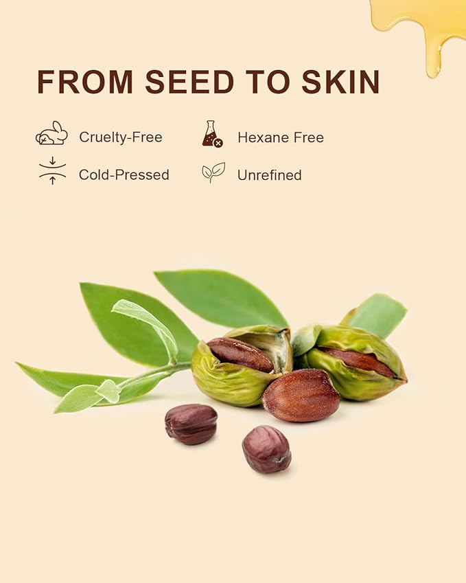 Yoken USDA Organic Jojoba Oil Cold Pressed 8 fl oz, 100% Pure & Natural Unrefined Jojoba Oil for Face Hair & Skin Massage, Hexane Free, Deeply Moisturizing Body Carrier oils Multi-Purpose Serum-Velvo Beauty