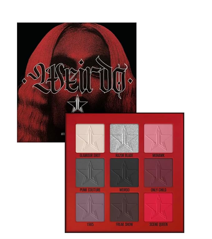 Jeffree Star Cosmetics Weirdo Mini Palette + Mini Controversy & Black Jeffree Star Approved Mascara Bundle of 3, Red-Velvo Beauty