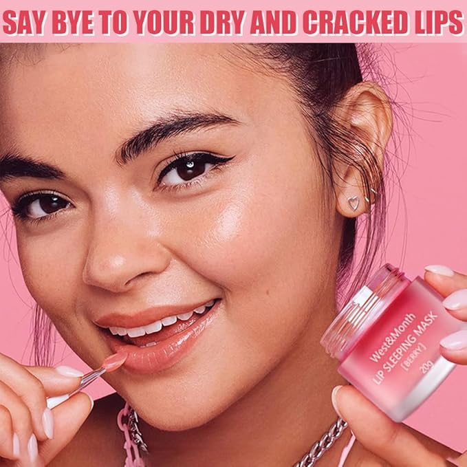 Lip Sleeping Mask,Night Repair Lip Mask,Hydrating & Prevention Dry and Cracked Lip Scrubs Exfoliator,Vitamin E Moisturizing Exfoliating Fade Lip Lines Lip Balm Jelly Lip Mask Lip (1 PCS)-Velvo Beauty