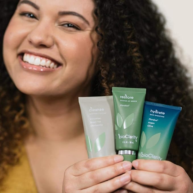 BioClarity 3-Step Essentials Skin Routine for Normal & Oily Skin Types | Cleanse, Restore and Moisturize | Gentle Clean and Hydrate Face | 100% Clean, Vegan Ingredients (Full Size)-Velvo Beauty