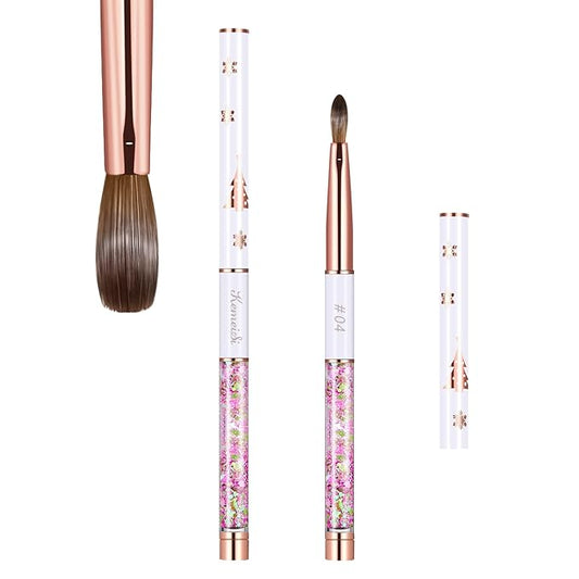 Acrylic Nail Brush Size 4,KEMEISI 100% Pure Kolinsky Nail Art Brushes Sturdy Handle Oval Shaped Acrylic Powder Nail Design Tools for Professional Manicure DIY Home Salon (White)-Velvo Beauty