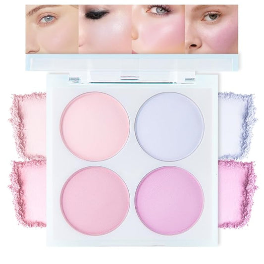 Face Blushes Quads, Matte Blush Makeup Palette, Light Pink Lavender Dark Pink and Mauve Cream Blushes Palette, Makeup for Older Women, Natural Pigmented Paleta de rubor 4 colores-Velvo Beauty