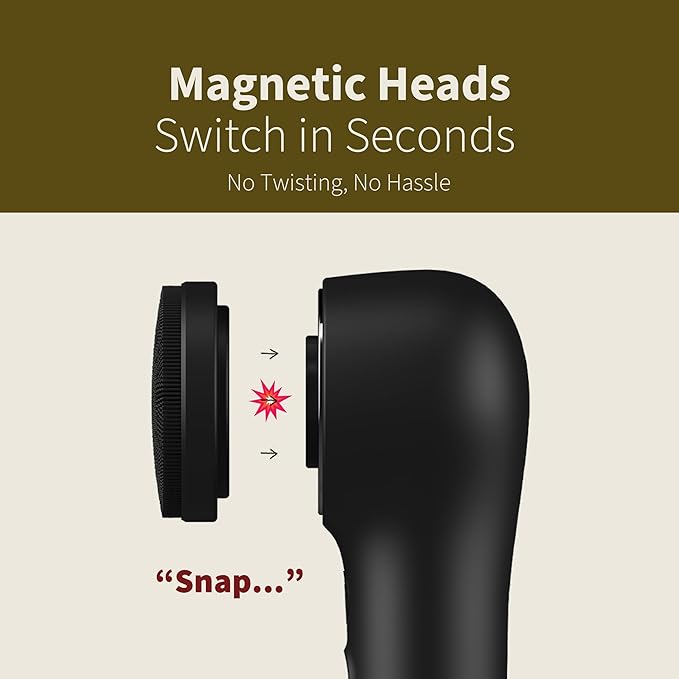 Premium Facial Cleansing Brush,Waterproof Face Scrubber,Spin & Sonic Modes with 3 Intensities,Magnetic 3-Head System for Deep Pore Cleaning, Gentle Exfoliation & Sensitive Skin Care - for Women & Men-Velvo Beauty