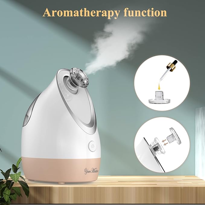YourMate Facial Steamer Nano Ionic Face Steamer, Adjustable Nozzle with Aromatherapy Warm Mist for Sinuses Moisturizing Unclogs Pores, Facial Vaporizador-Velvo Beauty