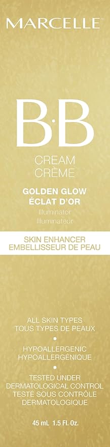 Marcelle BB Cream Golden Glow, Universal Shade, Tinted Moisturizer, Skin Enhancer, Illuminator, Beauty Balm, Non-Comedogenic, Paraben-Free, Oil-Free, Hypoallergenic, Cruelty-Free, 1.5 fl oz-Velvo Beauty