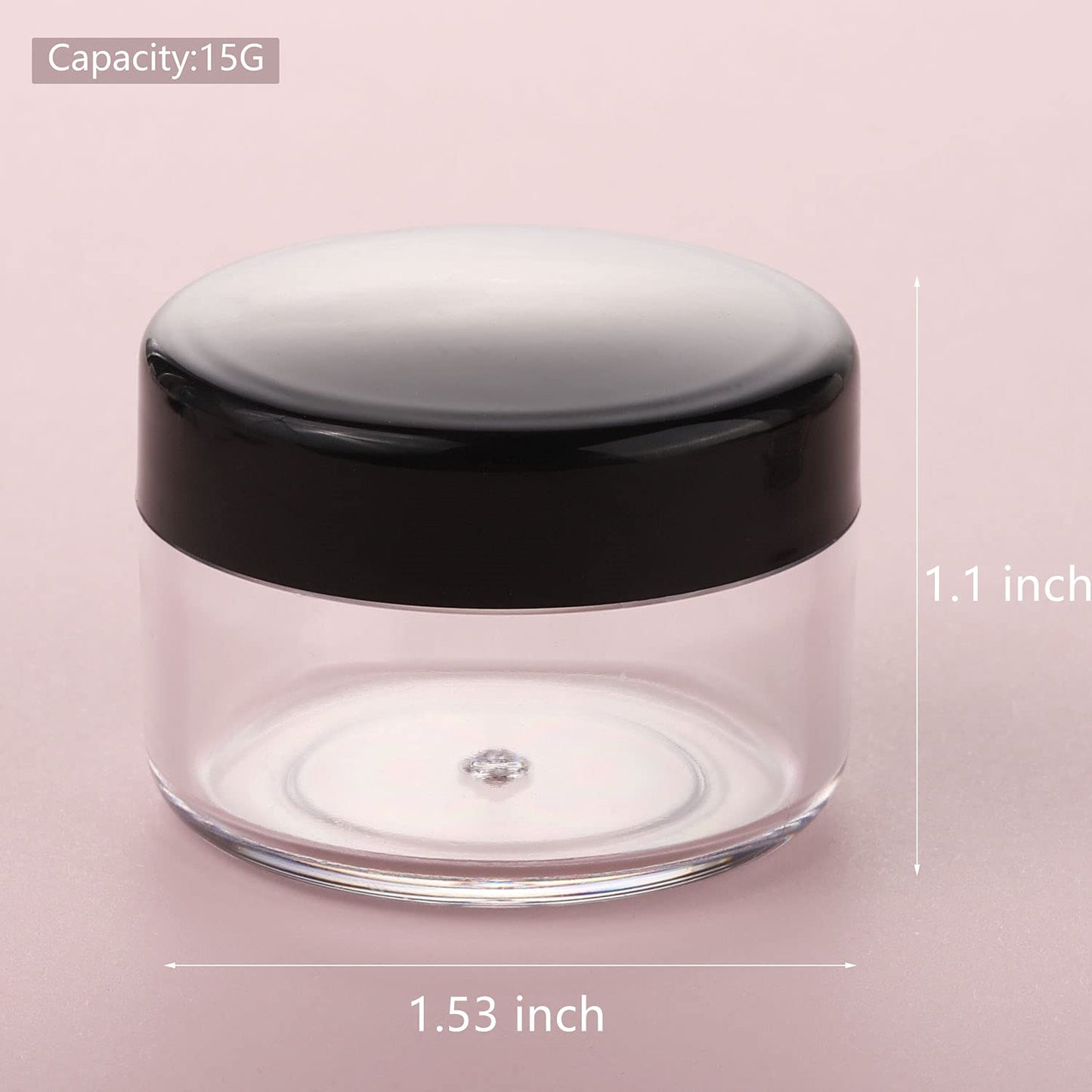 Refillable Cosmetic Sample Jars - 100 Pack 15g (0.5oz) Black Small Travel Containers with Lids + 10 Mini Makeup Spatulas - BPA Free-Velvo Beauty