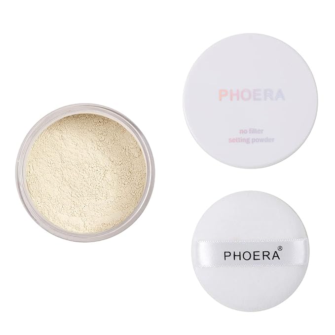 PHOERA Setting Powder Controls Oil,Setting Powder Makeup Light,Loose Powder Makeup Coverage,Loose Setting Powder Mini,0.17oz (01#Translucent)-Velvo Beauty