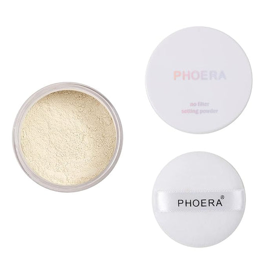 PHOERA Setting Powder Controls Oil,Setting Powder Makeup Light,Loose Powder Makeup Coverage,Loose Setting Powder Mini,0.17oz (01#Translucent)-Velvo Beauty