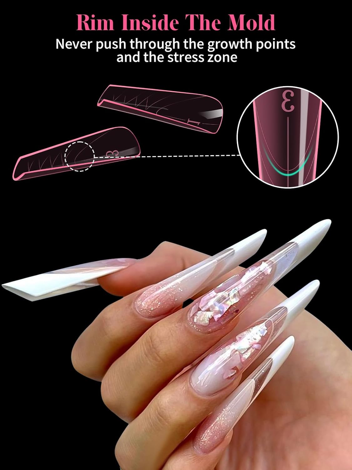 EBANKU Dual Nail Forms for Poly Extension Gel, 150 PCS Pink Nail Molds Reusable 15 Sizes Nail Extension Forms for Builder Gel Manicure Design Salon DIY-Velvo Beauty