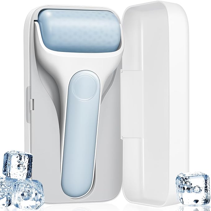 MORGLES Ice Roller for Face, Premium Facial Roller for Puffiness, Dark Circles and Lymphatic Drainage, Cold Face Roller for Women Self Care with Carry Case-Velvo Beauty