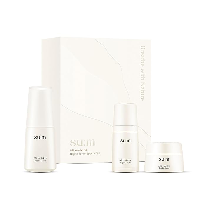 SU:M Micro-Active Repair Serum Set (3-piece set) - Hydrating and Calming Korean Skincare Serum for Sensitive and Acne-Prone Skin, Reduces Pores and Enhances skin tone-Velvo Beauty
