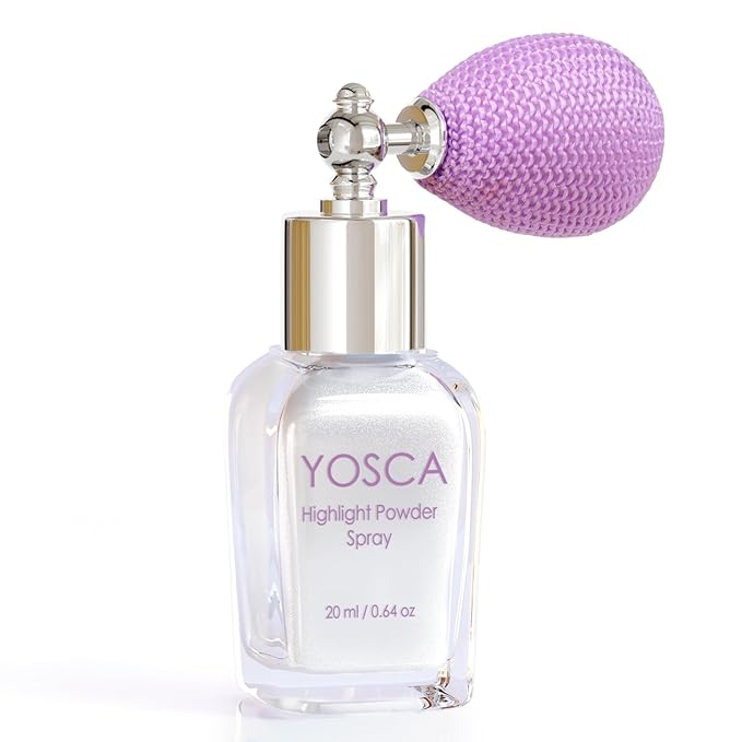 Yosca Highlighter Powder Spray, 20ML Cosmetic Grade Shimmer Powder Diamond Glitter Spray Sparkle Highlighter Makeup Festival Concert Accessorise for Rave Clothes Hair Face Nail Art - Silver Dust-Velvo Beauty