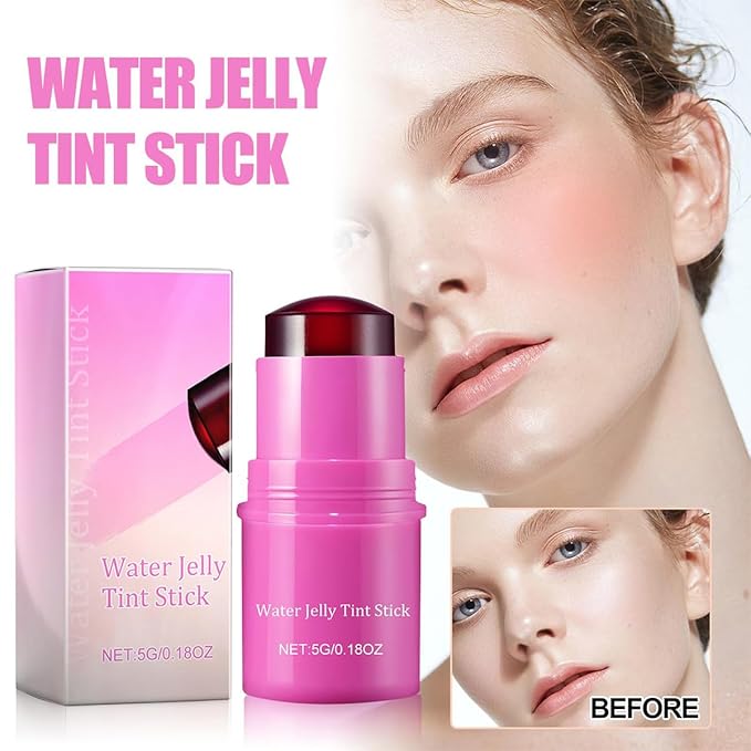 Milk Cooling Water Jelly Tint Blush Stick Face Makeup, Sheer Lip & Cheek Stain, Buildable Watercolor Finish,Vegan, Cruelty Free - 0.18 fl oz (BERRY)-Velvo Beauty