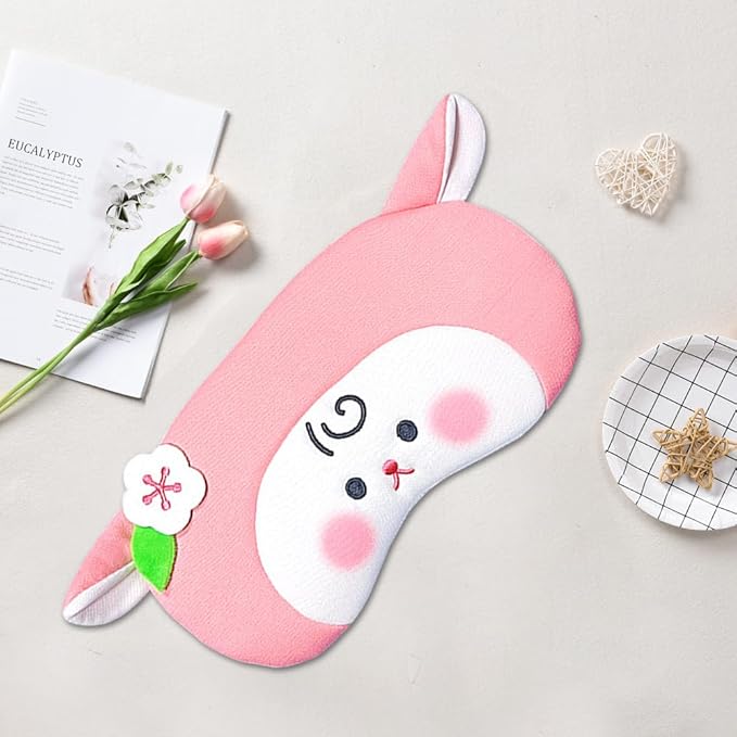 PERFECTSIGHT Sheep Sleep Eye Masks, Cute Plush Sleep Eye Cover Lightweight Adjustable Eyeshade Faux Fur Mask Cover for Women Men Sleep Travel Nap (Pink Sheep)-Velvo Beauty