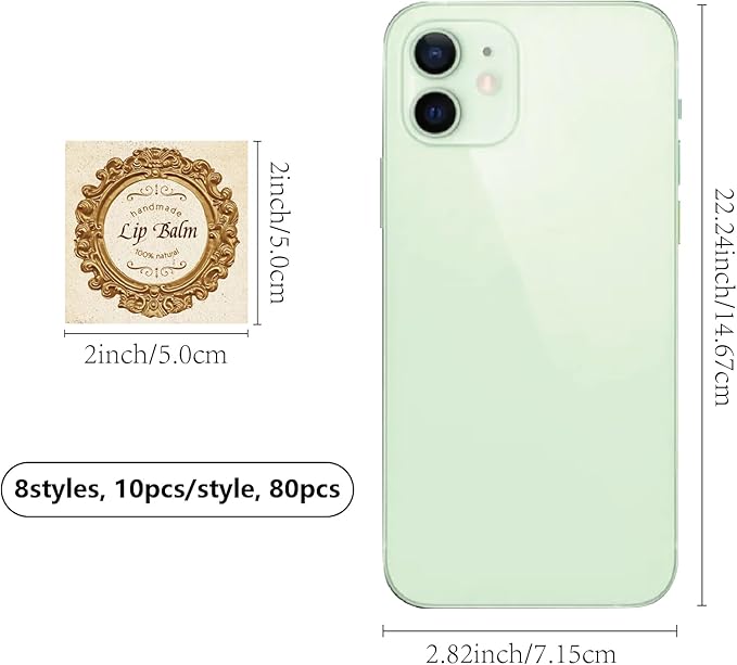 CRASPIRE 80Pcs 8 Styles Lip Balm Sticker Retro Photo Frame Self-Adhesive Homemade Lip Balm Labels Vintage Square DIY Label Stickers for Lip Balm Containers Cosmetics Lipsticks-Velvo Beauty