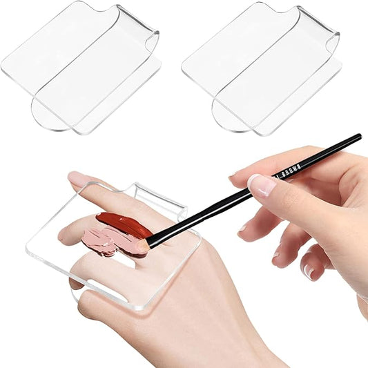 Minkissy 3pcs Makeup Hand Palette Acrylic Nail Art Manicure Palette Makeup Palette Spatula for Home Salon Professional-Velvo Beauty