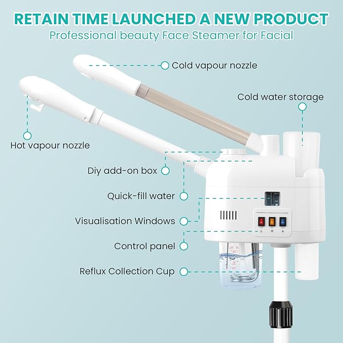 face steamer for hot and cold, Face Steamer with More Steam, Adjustable Height for Face Steamer Suitable for Personal Home and Professional Personal Care Places, Moisturizing or Hydrating.-Velvo Beauty
