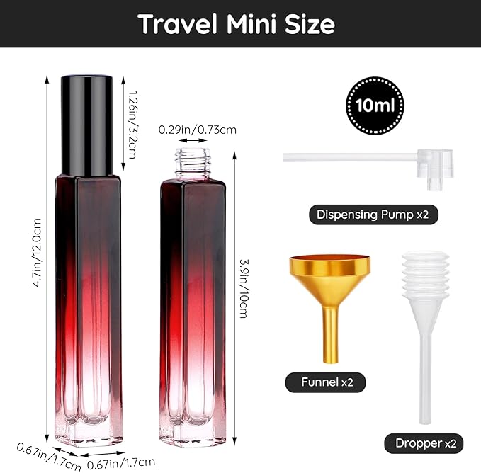 Segbeauty 10ML Travel Cologne Sprayer, 10 Pack Refillable Atomizer Spray Bottle for Perfume, Empty Mini Glass Perfume Bottle Fine Mist Dispenser, Portable Leak-proof Sample Bottles for Travel Outgoing-Velvo Beauty