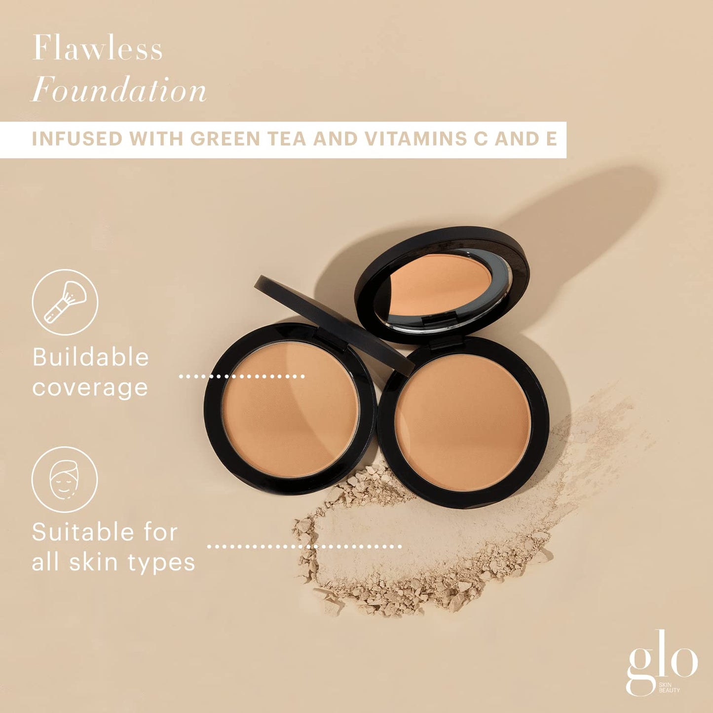 Glo Skin Beauty Pressed Base Powder Foundation Makeup (Tawny Light) - Flawless Coverage for a Radiant Natural, Second-Skin Finish-Velvo Beauty