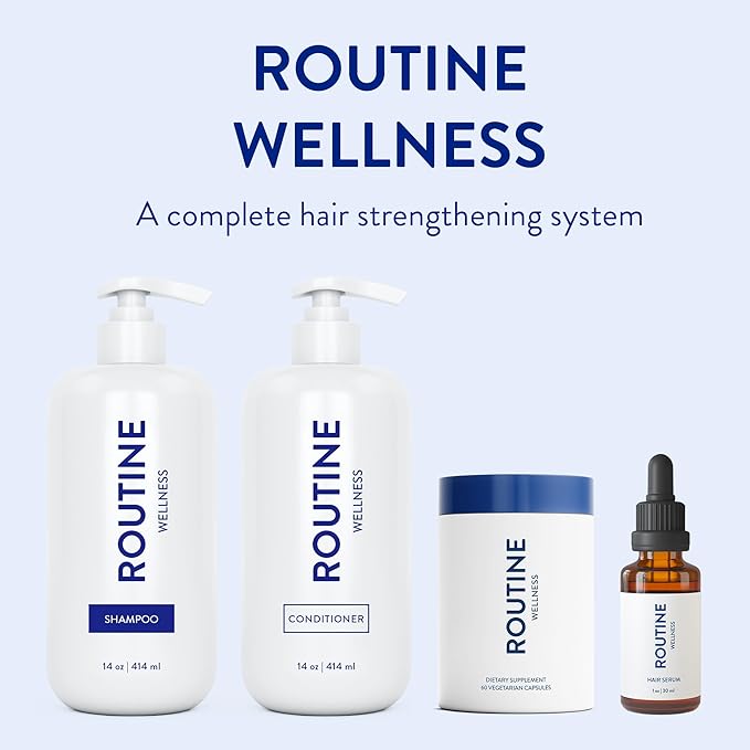 Routine Wellness Hair Growth Supplement - Clinically Proven for Thicker, Fuller Hair - Reduces Wrinkles, Fine Lines - Gluten Free, Ideal for Women & Men with Thinning Hair - 2 Bottles, 60 Day Supply-Velvo Beauty