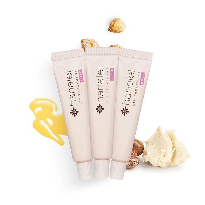 Hanalei Hydrating Lip Treatment Balm – Cruelty-Free, Paraben-Free Moisturizer for Severely Dry, Chapped Lips – Kukui Oil, Shea Butter & Grapeseed Oil –Rose Tint, Travel-Size 3-Pack (5g X 3)-Velvo Beauty