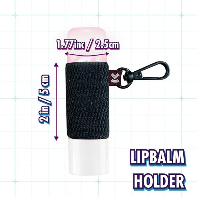 LipBalm Holder with Keychain, Lipstick Holder Keychain, Lip Gloss Holder Keychain, Never Lose Your Lip Balm, Lip Gloss or Lipstick with Cute Elastic Lip Balm Keychain Holder (Black)-Velvo Beauty