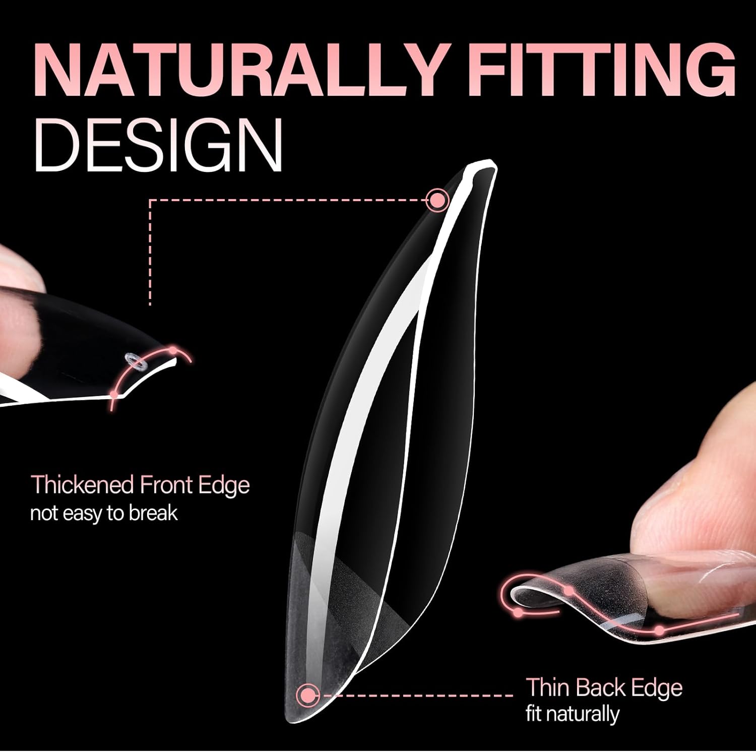 AILLSA Ballerina Nail Tips Clear Gelly Full Cover Nail Tips Pre-Shaped Acrylic Press on False Nails tips for Nails Extension Home DIY Salon Manicure 216PCS 12 Sizes-Velvo Beauty