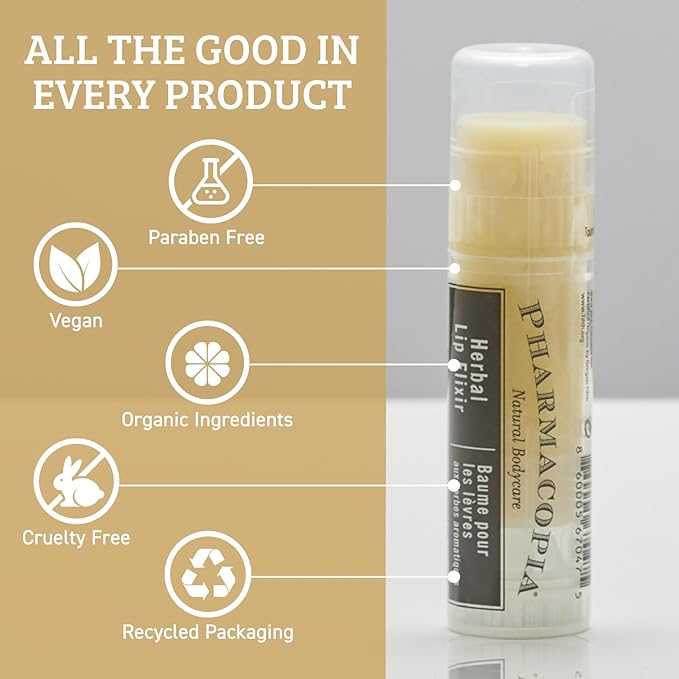 Pharmacopia Chamomile Tangerine Vegan Lip Elixir - Nourishing Vegan Herbal Lip Balm with 100% Natural and 70% Certified Organic Ingredients, 0.25 Oz, Pack of 3-Velvo Beauty