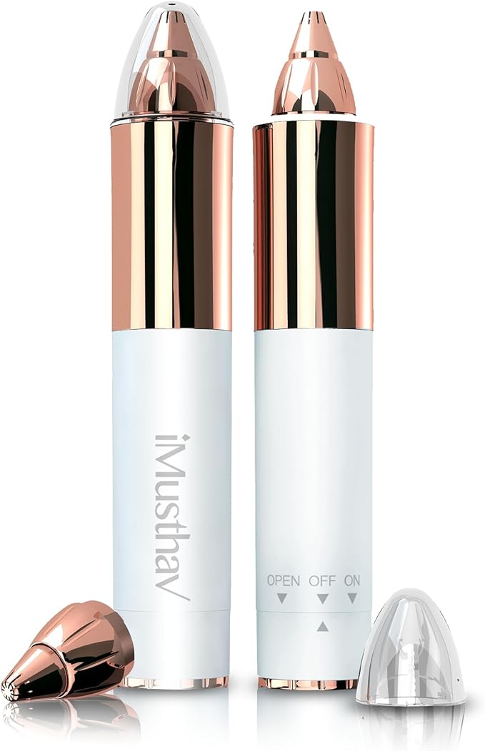 Portable Eyebrow Hair Remover for Women – Painless, Fast & Precise Flawless Electric Razor & Epilator for Eyebrow, Nose, Ear Hair Removal – 18K Gold-Plated, 360° LED Light-Velvo Beauty