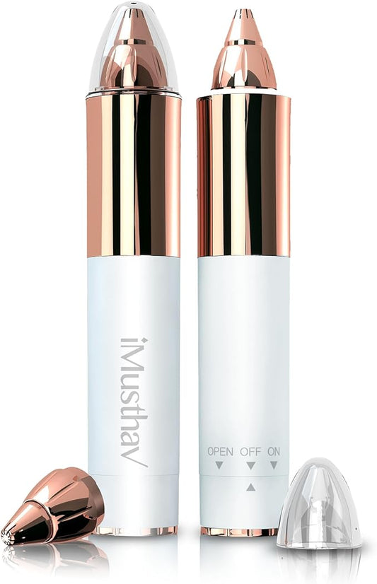 Portable Eyebrow Hair Remover for Women – Painless, Fast & Precise Flawless Electric Razor & Epilator for Eyebrow, Nose, Ear Hair Removal – 18K Gold-Plated, 360° LED Light-Velvo Beauty