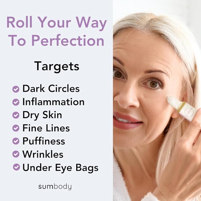 Natural Peptide Energizing + Eye Serum Reduces Puffiness, Fine Lines & Under Eye Bags Hydrating fragrance free Under Eye Treatment Roller ball massage, age-defying eye cream-Velvo Beauty