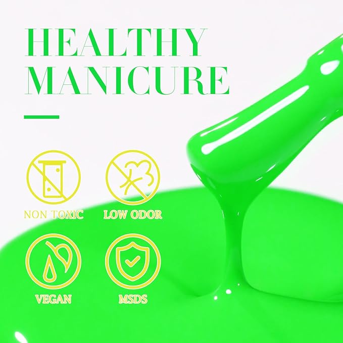 Double Rhythm Translucent Gel Polish Sheer Neutral Natural Light Milky Same Color Same Bottle 15ML Jelly UV Nail Polish Nail Art DIY at Home (Neon Glow Green-A1421)-Velvo Beauty