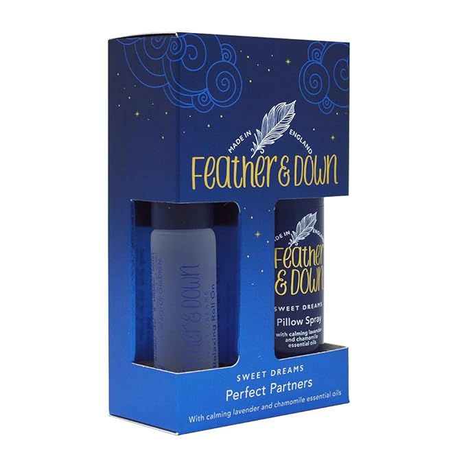 Feather & Down Sweet Dream Perfect Partners Gift Set: 50ml Pillow Spray & 10ml Roll-On, With Calming Lavender & Chamomile Essential Oils, Vegan & Cruelty Free-Velvo Beauty