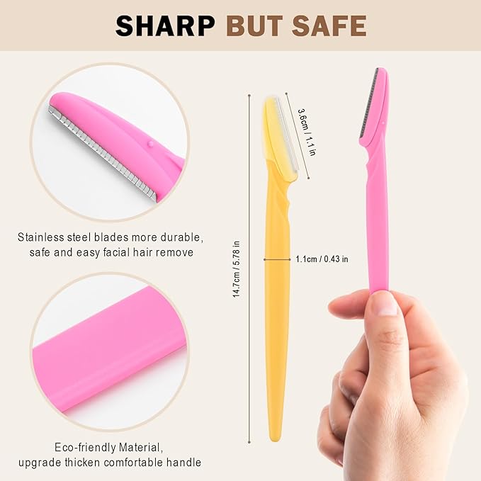 D 21 PCS Eyebrow Razor,Dermaplane Razor,Face Razors for Women and Men,Dermaplaning Tool for Face,3 Colors Facial Hair Shavers with Precision Cover,Facial Hair Remover for Women,Eyebrow Hair Trimmers-Velvo Beauty