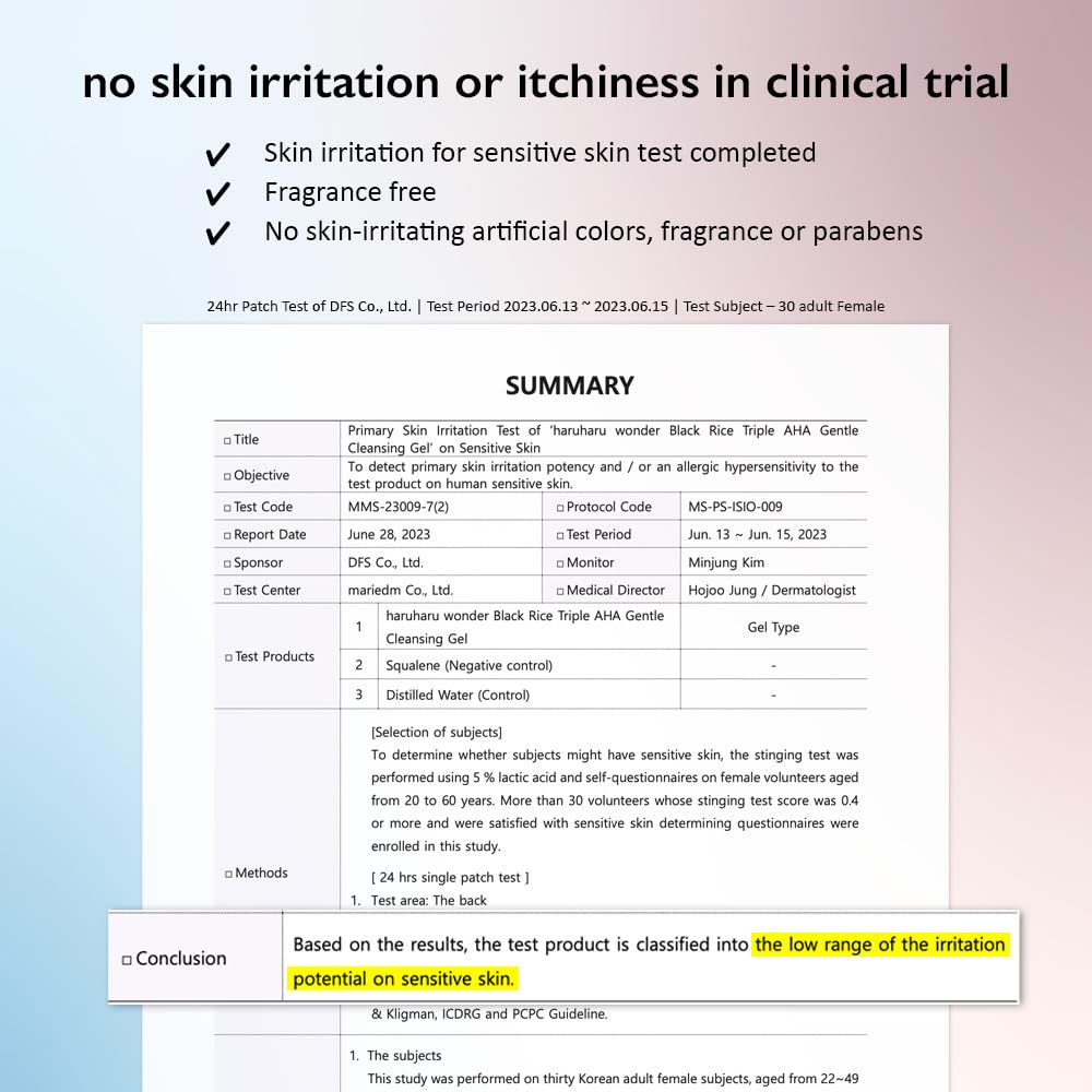 HARUHARU wonder Black Rice Triple AHA Gentle Cleansing Gel 3.38 fl oz, Hydrating Cleansing gel, Gentle exfoliating, Vegan, Travel essentials, Korean Skincare-Velvo Beauty