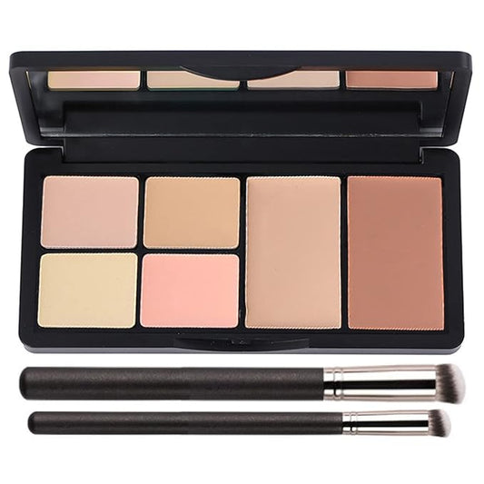 Concealer Contour Palette, 6 In 1 Color Correcting Concealer Contour Makeup Palette, Contouring Foundation Highlighting Makeup Kit for Dark Circles, Blemish With 2 Packs Brush (2#)-Velvo Beauty