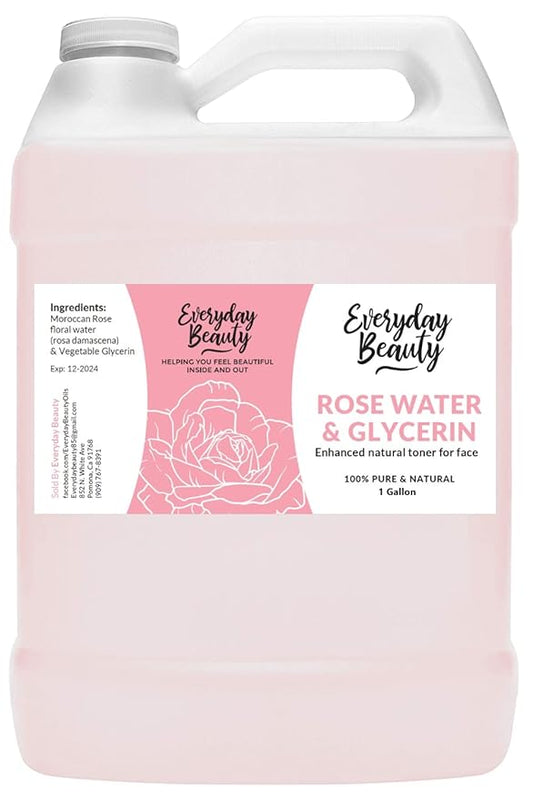 Rose Water & Glycerin Enhanced Facial Toner - 1 Gallon Bulk Alcohol-Free Vegan All Natural Refreshing for Face and Hair - Uplifts, Calming & Soothing for All Skin Types-Velvo Beauty