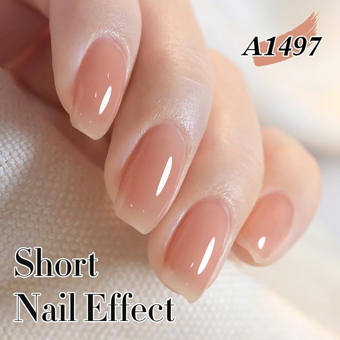 Double Rhythm 0.50 OZ Translucent Gel Polish Same Color Same Bottle Sheer Pastel Neutral Natural Milky 15 ML Jelly UV Nail Art DIY at Home (Light Orange Pink-A1497)-Velvo Beauty