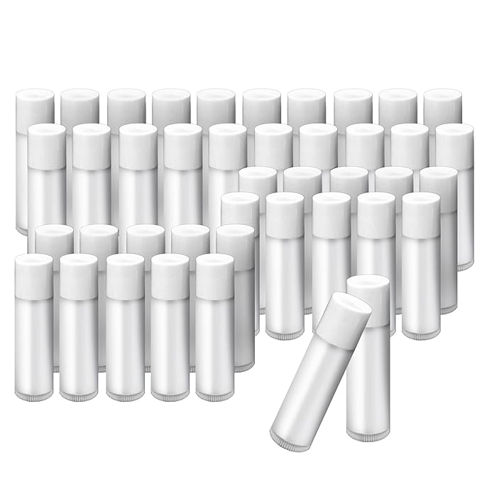 1st Choice 50 Lip Balm Empty Container Tubes 3/16 Oz (5.5ml), Natural White Color-Velvo Beauty