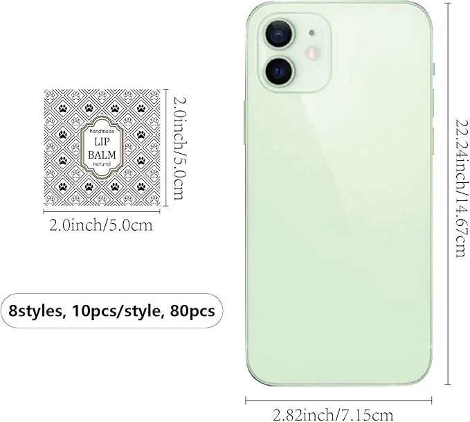 CRASPIRE 80Pcs 8 Styles Lip Balm Sticker Vintage Pattern Self-Adhesive Homemade Lip Balm Labels Vintage Square DIY Label Stickers for Lip Balm Containers Cosmetics Lipsticks-Velvo Beauty