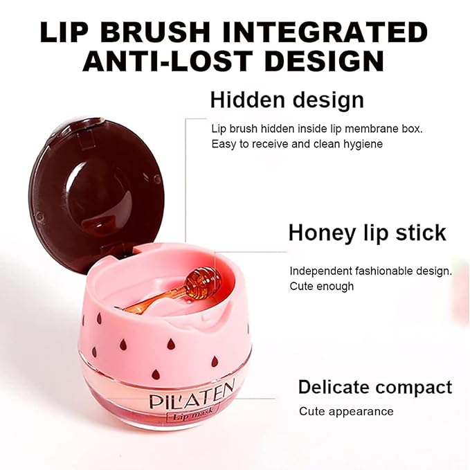 3 Pcs Bee Lip Balm Honey Pot,Honey Strawberry Lime Lip Mask,Lip Balm Moisturizing Lip Sleep Mask with Stick Hydrating & Prevention Dry and Cracked (Honey Strawberry Lime)-Velvo Beauty