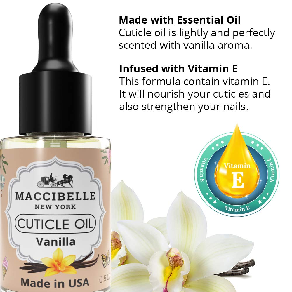 Maccibelle Cuticle Oil 0.5 oz - Heals Dry Cracked Cuticles (Sweet Vanilla, 0.5 Fl Oz)-Velvo Beauty
