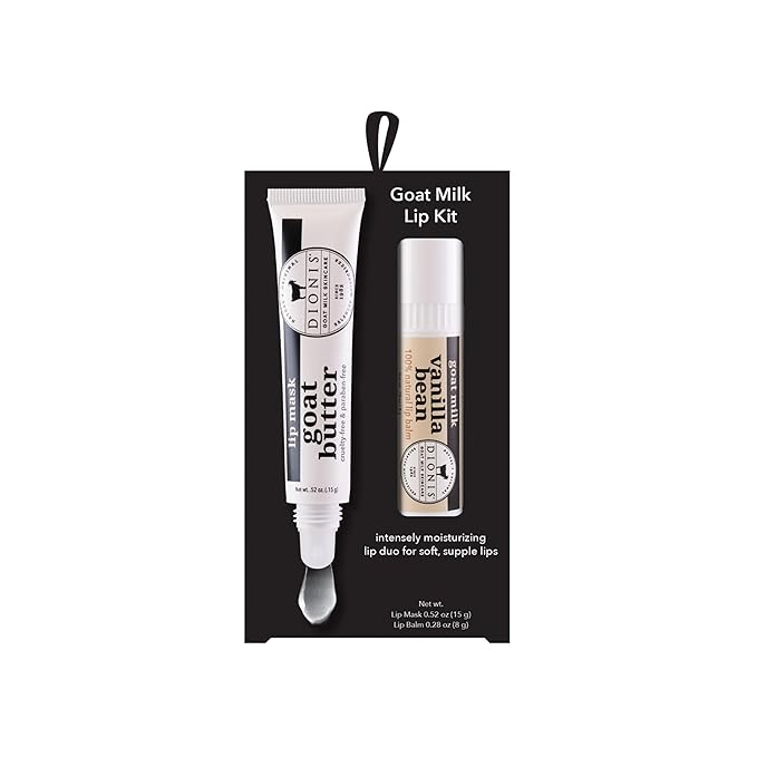 Dionis Goat Butter Overnight Lip Mask & Lip Balm Kit - Goat Milk, Jojoba & Moringa Oils Moisturize & Repair Chapped Lips Overnight while Lip Balm Keeps Moisture Locked In All Day, Vanilla Bean-Velvo Beauty