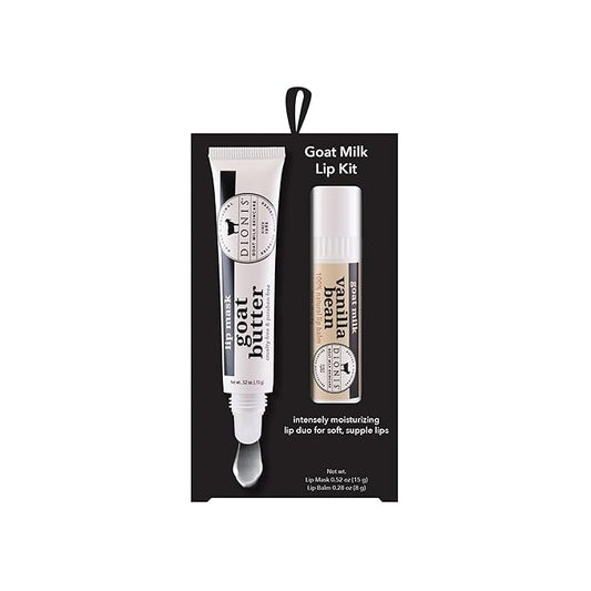 Dionis Goat Butter Overnight Lip Mask & Lip Balm Kit - Goat Milk, Jojoba & Moringa Oils Moisturize & Repair Chapped Lips Overnight while Lip Balm Keeps Moisture Locked In All Day, Vanilla Bean-Velvo Beauty