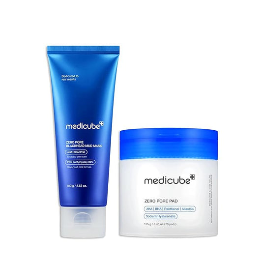 Medicube All-in-One Duo for Pore and Skin Texture Care: Zero Pore Pads 2.0 and Zero Pore Blackhead Mud Facial Mask-Velvo Beauty
