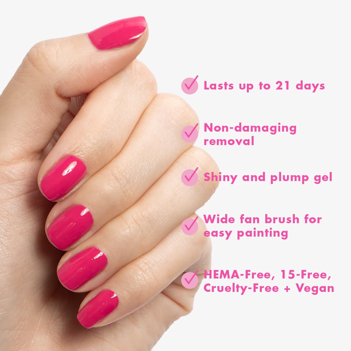 Olive & June Gel Polish | UV LED Nail Lamp Needed | Long Lasting Formula | Up to 21 Days of Wear | Damage-Free Removal | Salon-Quality Manicure, Pedicure at Home | XOXO | Hot Pink-Velvo Beauty